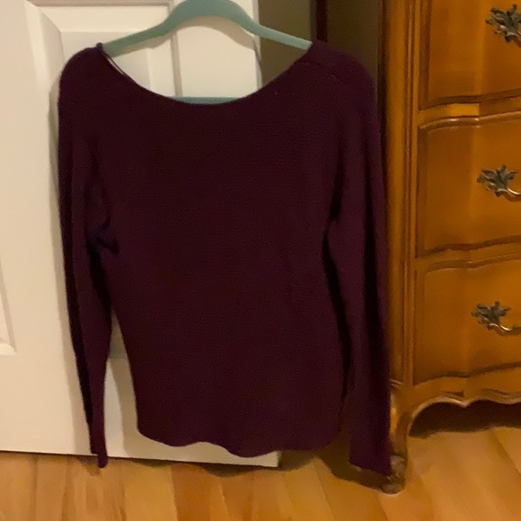 White House Black Market wine colored reversible sweater - Picture 2 of 2